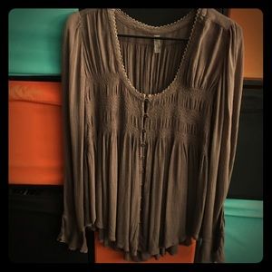 Free People Peasant Blouse Med Mauve Boho Look
